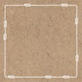 Abstract vector background with marine rope with nautical knots on kraft paper. Vector square frame with space for your text or Royalty Free Stock Photo