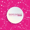 Technological vector background with a round banner for text. The intersection of circles, dots and lines. The chaotic motion Royalty Free Stock Photo