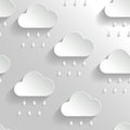 Abstract Vector Background with Paper Rainy Clouds.