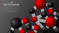 Abstract vector background. red and black molecules with shadows on a dark background. 3D illustration of circle connected in EPS Royalty Free Stock Photo