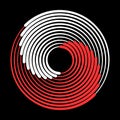 Abstract vector background with red and white lines. Halftone effect. Spiral logo or icon. Yin and yang style Royalty Free Stock Photo