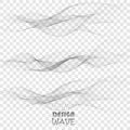 Abstract vector background, transparent wavy lines for brochure, website, flyer design. Set of gray waves. Royalty Free Stock Photo