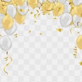 abstract vector background and Vector party balloons illustration. Confetti and ribbons flag ribbons, Celebration