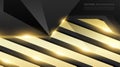 abstract vector black background. gray polygon with gold light effect and gold rectangle. Vector Illustration For Wallpaper,