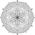 Abstract vector black round, hexagonal lace design in mono line