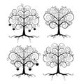 Abstract Vector Black Tree Illustration Set Royalty Free Stock Photo