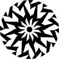 Abstract Vector Black and white Mandala geometric shuriken pattern, round ornament, illustration