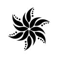Abstract Vector Black and white Mandala leaf circle pattern, shuriken, geometric design