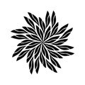 Abstract Vector Black and white Mandala leaf circle pattern, shuriken, geometric design