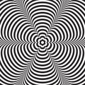 Abstract vector black and white striped background. Optical illusion