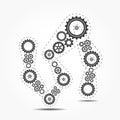 Abstract vector cogs - gears on grey background Royalty Free Stock Photo