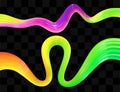 Abstract vector colorful flow curve set. Wave liquid ribbon design elements. Royalty Free Stock Photo