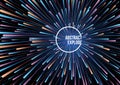 Abstract vector colorful line explode background in blue and orange color. Firework, particle, motion speed concept Royalty Free Stock Photo