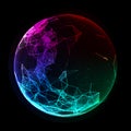 Abstract vector colorful sphere. Futuristic techno style.