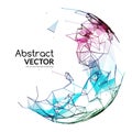 Abstract vector colorful sphere. Futuristic techno style. Trendy background for business presentations. Flying triangles