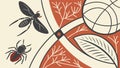 Abstract Nature and Insect Composition with Spider, Fly, and Leaves, vector design Generative AI Royalty Free Stock Photo