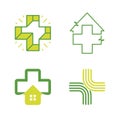 Abstract vector cross logos collection. Unusual logo set.