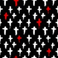 Abstract Vector Crosses Handdrawn Seamless Pattern.