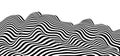 Abstract vector 3D lines background, black and white curves linear perspective dimensional terrain optical