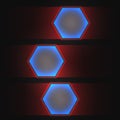 Abstract vector dark background with neon light. Hexagon banners for web, applications, business.
