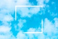 Abstract vector design template for a quote, blue sky background with white clouds Royalty Free Stock Photo