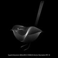 Abstract vector drawing of australian superb fairywren Malurus cyaneus on a black background, line art, isolated