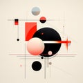 Minimalist Constructivism Art With Red, Black, And White Abstract Design