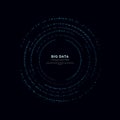 Abstract vector explosion blue dots equalizer isolated circular element background. Big data algorithms visualization. Royalty Free Stock Photo