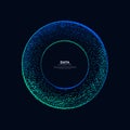 Abstract vector explosion colorful dots equalizer isolated circular element background. Big data algorithms visualization. Royalty Free Stock Photo