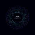 Abstract vector explosion colorful dots equalizer isolated circular element background. Big data algorithms visualization. Royalty Free Stock Photo
