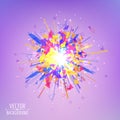 Abstract vector explosion. Colorful glowing blast.