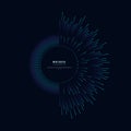 Abstract vector explosion colorful lines equalizer isolated circular element background. Big data algorithms visualization. Royalty Free Stock Photo