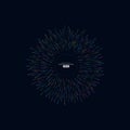 Abstract vector explosion colorful lines equalizer isolated circular element background. Big data algorithms visualization. Royalty Free Stock Photo