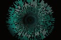 Abstract explosion lines equalizer pattern circle shape in blue green color isolated on black background Royalty Free Stock Photo