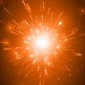 Abstract vector fireworks explosion red background with shining sparks. New Year celebration fireworks. Burst of glowing Royalty Free Stock Photo