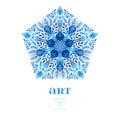 Abstract vector floral ornamental border. Lace pattern design. Watercolor ornament on blue background. Vector ornamental border fr Royalty Free Stock Photo