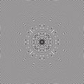 Luxury Concentric Stripe Line Flower Optical Illusion Effect Line Art.Geometric B/W Seamless Pattern Vector Object Background