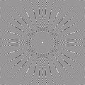 Luxury Concentric Stripe Line Flower Optical Illusion Effect Line Art.Geometric B/W Seamless Pattern Vector Object Background