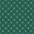 Abstract vector geometric seamless pattern. Green and gold vintage texture Royalty Free Stock Photo