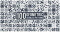 100 abstract vector geometric seamless patterns big set, black and white simple geometric elements repeat tiles, wallpapers or Royalty Free Stock Photo