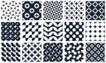 Abstract vector geometric seamless patterns set, black and white simple geometric elements repeat tiles, wallpapers or website Royalty Free Stock Photo