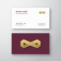 Abstract Vector Golden Infinity Sign or Logo and Business Card Template. Premium Stationary Realistic Mock Up.