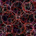 Abstract vector graphic with colorful random, scattered circles, ovals. Abstract modern art like shape. Squiggly lines element.