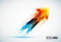 Abstract vector graphic featuring a dynamic, multicolored arrow Royalty Free Stock Photo
