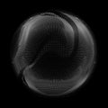 Abstract vector grayscale mesh sphere on dark background. Futuristic style card. Royalty Free Stock Photo