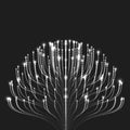 Abstract vector grayscale sphere mesh background. Bioluminescence of tentacles. Futuristic style card.