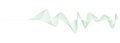 Abstract vector green colored wave melody lines on white background