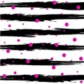 Abstract VECTOR Grungy Background With Black, White Stripes. Magenta Pink Circles