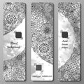Abstract vector hand drawn doodle floral pattern card set. Royalty Free Stock Photo