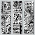 Abstract vector hand drawn ethnic pattern card set. Series of image. Black and white. Royalty Free Stock Photo